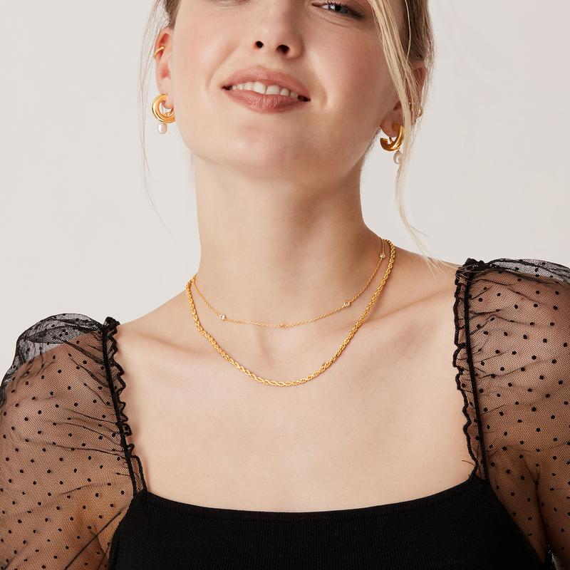 Lumera® 14K Gold-Plated Dainty Station Necklace