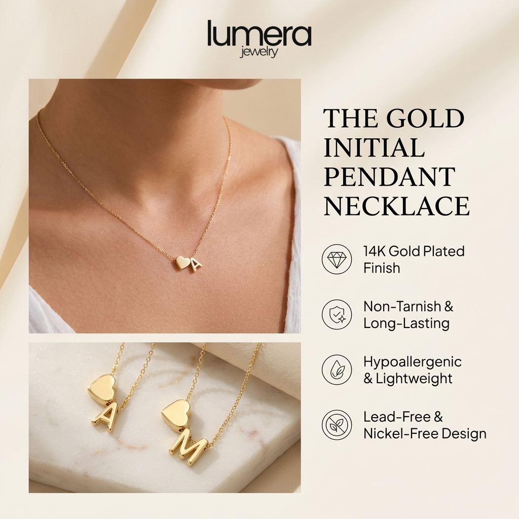 Lumera® 14K Gold-Plated Heart Initial Necklace